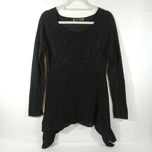 Belldini Long Sleeve Sheer Glitter Tunic Women's Small Black